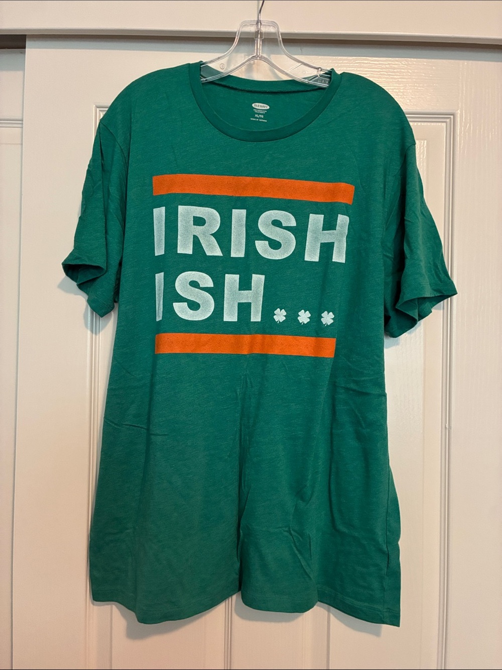 Old Navy Green Graphic 'IRISH ISH' Tee with Orange Accents